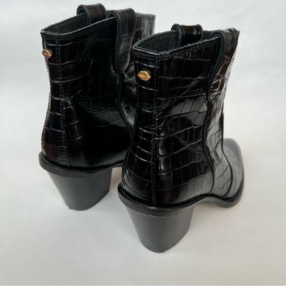 Fabienne Chapot Crocodile Embossed Leather Ankle Boots - Picture 6 of 8